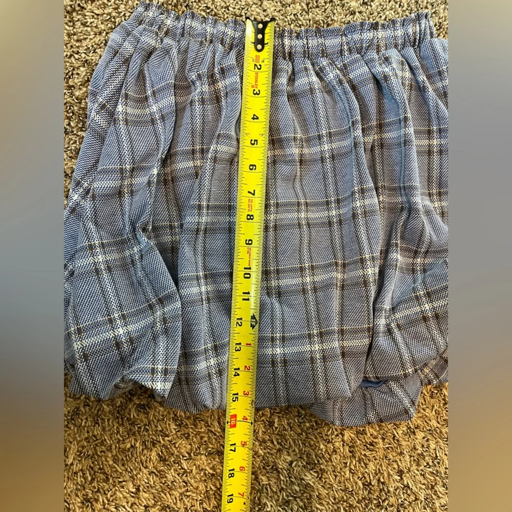 💛 NWT Blue Plaid Bubble Mini Skirt